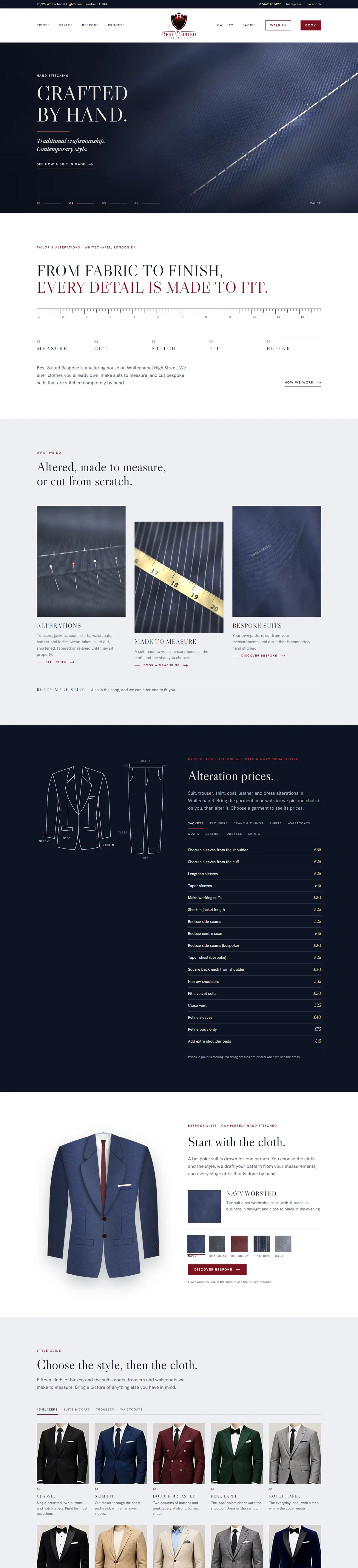 Homepage of Best Suited Bespoke (bestsuitedbespoke.com), designed by Webtors