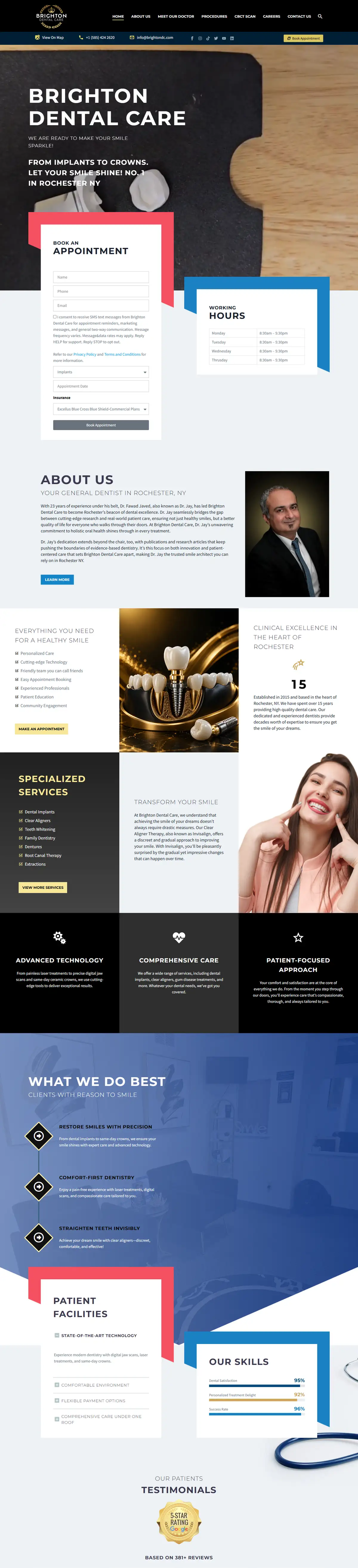 Homepage of Brighton Dental Care (brightondc.com), designed by Webtors